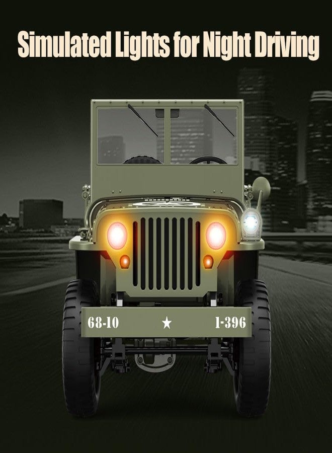 شاحنة جوي جاي للتحكم عن بعد للطرق الوعرة - شاحنة ويليز آرمي روك كراولر رباعية الدفع بمقياس 1/10 مع ونش وغطاء للسيارة، 40 دقيقة من وقت اللعب، سيارة تحكم عن بعد لجميع التضاريس، ألعاب مركبات عسكرية للأولاد - Image 5